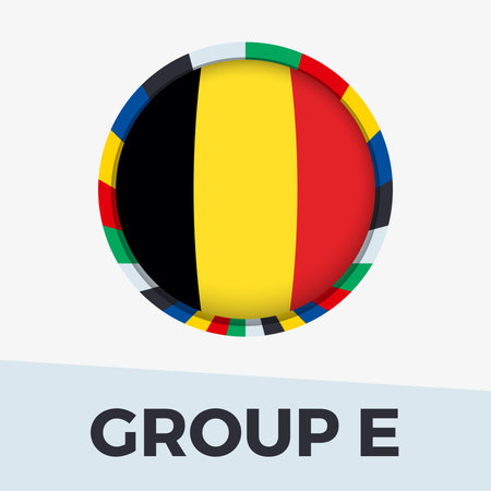 Belgium flag stylized for European football tournament 2024. Circle flag icon.のイラスト素材
