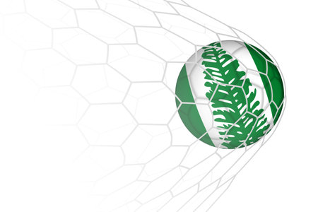 Norfolk Island flag soccer ball in net. Vector sport illustration.のイラスト素材