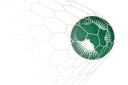African Union flag soccer ball in net. Vector sport illustration.のイラスト素材