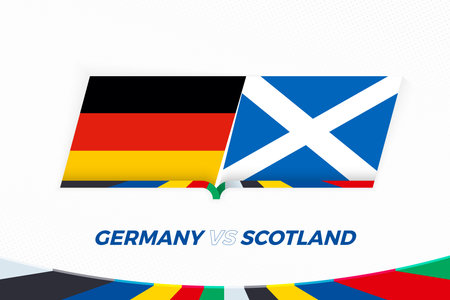 Germany vs Scotland in Football Competition, Group A. Versus icon on Football background. Sport vector icon.のイラスト素材