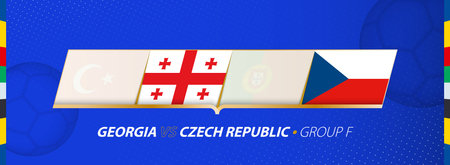 Georgia - Czech Republic football match illustration in group F. Vector flags.のイラスト素材