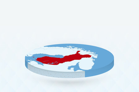3D Isometric Map Highlighting Finland in Red. Vector illustration.のイラスト素材