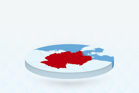 3D Isometric Map Highlighting Germany in Red. Vector illustration.のイラスト素材
