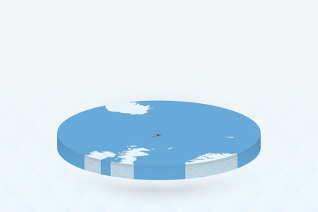 3D Isometric Map Highlighting Faroe Islands in Red. Vector illustration.のイラスト素材
