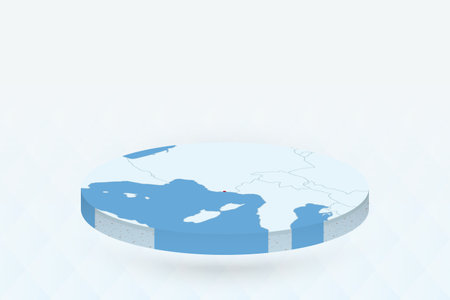 3D Isometric Map Highlighting Monaco in Red. Vector illustration.のイラスト素材