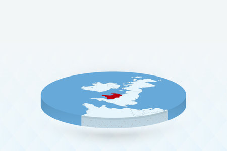 3D Isometric Map Highlighting Wales in Red. Vector illustration.のイラスト素材