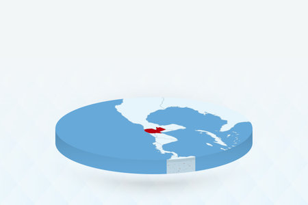 3D Isometric Map Highlighting Guatemala in Red. Vector illustration.のイラスト素材