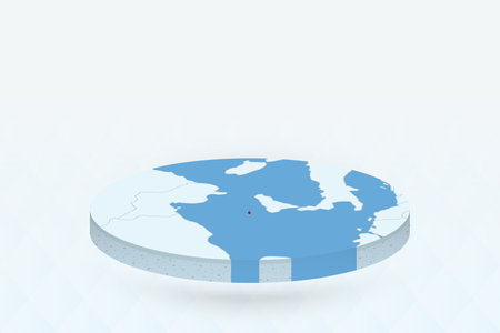 3D Isometric Map Highlighting Malta in Red. Vector illustration.のイラスト素材