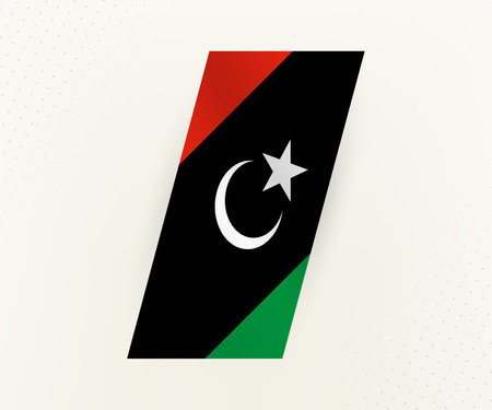 Abstract modern vertical flag of Libya on beige background with dots. Flag for different types of design.のイラスト素材