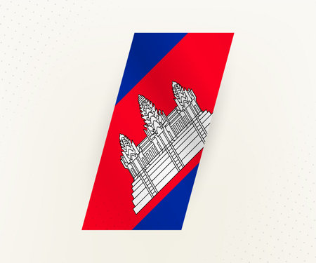 Abstract modern vertical flag of Cambodia on beige background with dots. Flag for different types of design.のイラスト素材