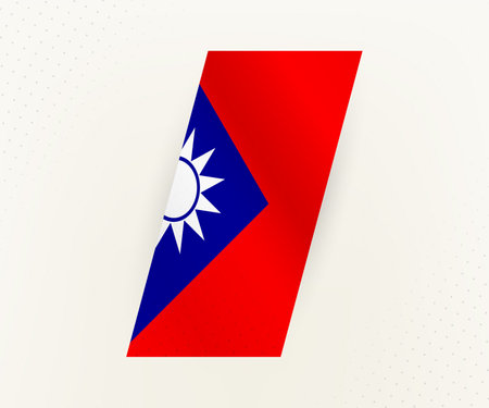 Abstract modern vertical flag of Taiwan on beige background with dots. Flag for different types of design.のイラスト素材