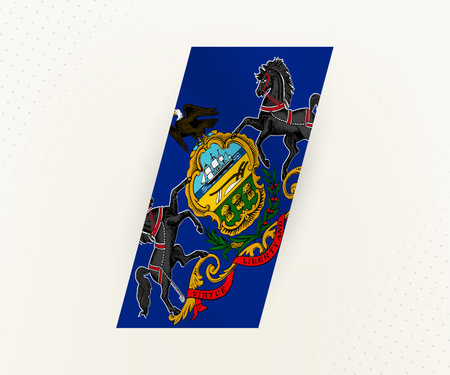 Abstract modern vertical flag of Pennsylvania on beige background with dots. Flag for different types of design.のイラスト素材