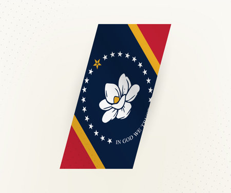Abstract modern vertical flag of Mississippi on beige background with dots. Flag for different types of design.のイラスト素材