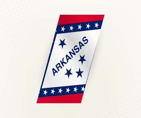Abstract modern vertical flag of Arkansas on beige background with dots. Flag for different types of design.のイラスト素材