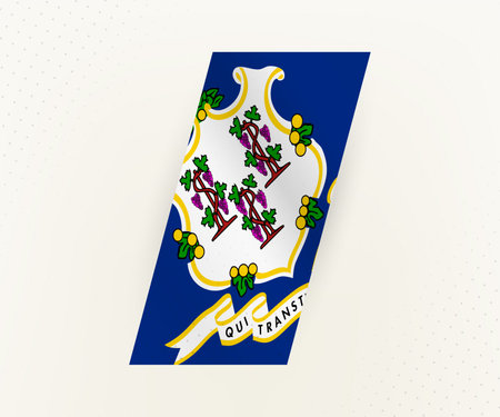 Abstract modern vertical flag of Connecticut on beige background with dots. Flag for different types of design.のイラスト素材