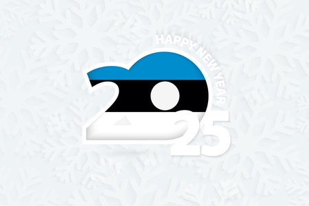 New Year 2025 for Estonia on snowflake background. Greeting Estonia with new 2025 year.のイラスト素材