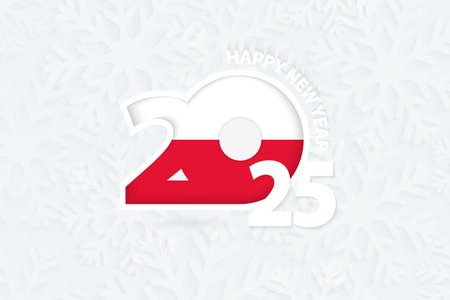 New Year 2025 for Poland on snowflake background. Greeting Poland with new 2025 year.のイラスト素材
