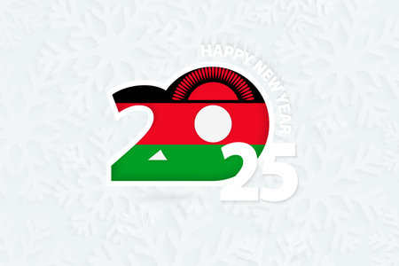 New Year 2025 for Malawi on snowflake background. Greeting Malawi with new 2025 year.のイラスト素材