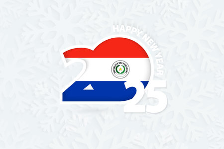 New Year 2025 for Paraguay on snowflake background. Greeting Paraguay with new 2025 year.のイラスト素材