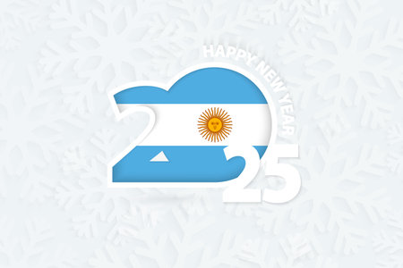 New Year 2025 for Argentina on snowflake background. Greeting Argentina with new 2025 year.のイラスト素材