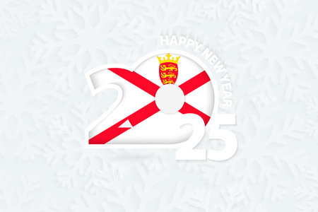 New Year 2025 for Jersey on snowflake background. Greeting Jersey with new 2025 year.のイラスト素材