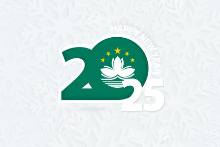 New Year 2025 for Macau on snowflake background. Greeting Macau with new 2025 year.のイラスト素材