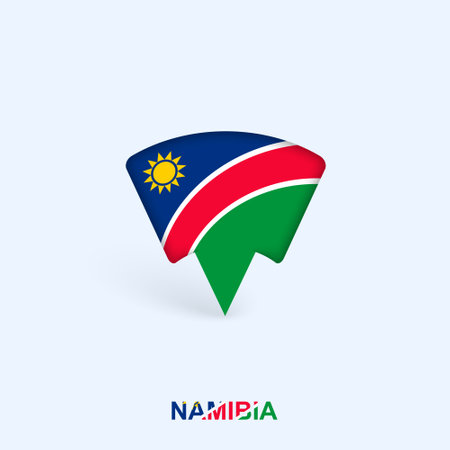 Namibia Flag Map Pointer Design with Shadow. Vector illustrator.のイラスト素材