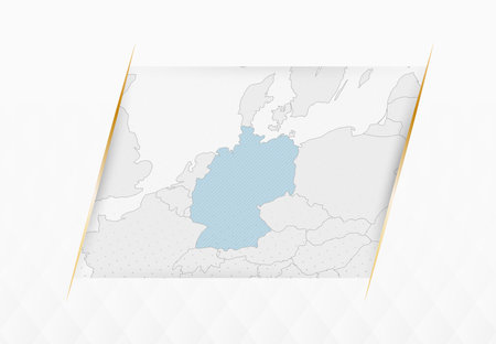 Germany Map in Blue with Gold Framed Accents. Modern Vector Map of Germany. Vector Illustration.のイラスト素材