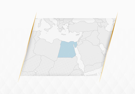 Egypt Map in Blue with Gold Framed Accents. Modern Vector Map of Egypt. Vector Illustration.のイラスト素材