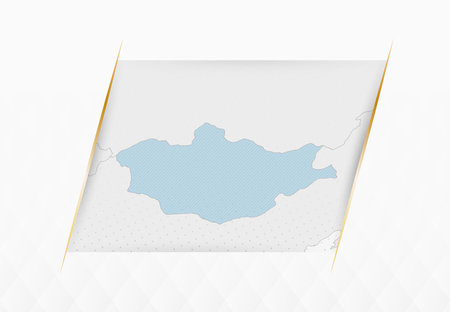 Mongolia Map in Blue with Gold Framed Accents. Modern Vector Map of Mongolia. Vector Illustration.のイラスト素材