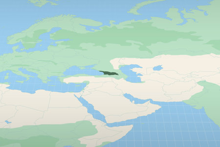 Georgia highlighted on a detailed map, geographic location of Georgia. Vector Map.のイラスト素材
