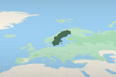 Sweden highlighted on a detailed map, geographic location of Sweden. Vector Map.のイラスト素材