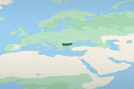 Bulgaria highlighted on a detailed map, geographic location of Bulgaria. Vector Map.のイラスト素材