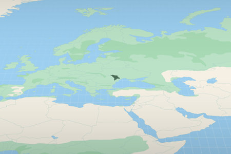 Moldova highlighted on a detailed map, geographic location of Moldova. Vector Map.のイラスト素材