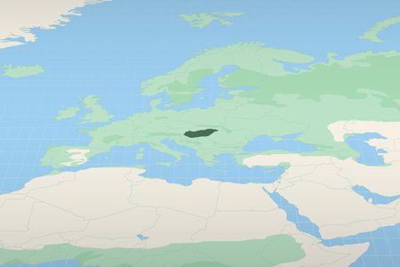Hungary highlighted on a detailed map, geographic location of Hungary. Vector Map.のイラスト素材