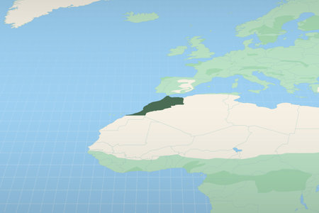 Morocco highlighted on a detailed map, geographic location of Morocco. Vector Map.のイラスト素材