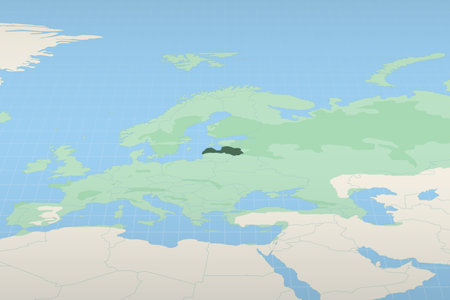 Latvia highlighted on a detailed map, geographic location of Latvia. Vector Map.のイラスト素材