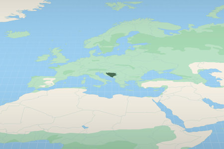 Bosnia and Herzegovina highlighted on a detailed map, geographic location of Bosnia and Herzegovina. Vector Map.のイラスト素材