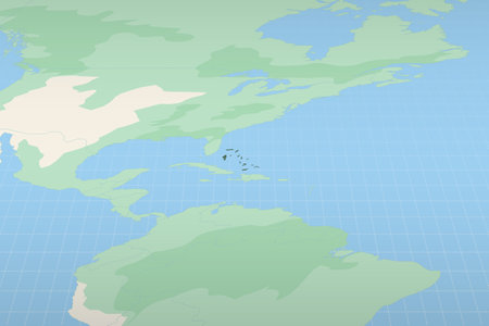 The Bahamas highlighted on a detailed map, geographic location of The Bahamas. Vector Map.のイラスト素材