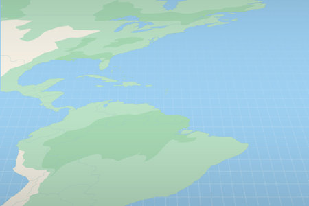 Trinidad and Tobago highlighted on a detailed map, geographic location of Trinidad and Tobago. Vector Map.のイラスト素材