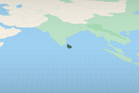 Sri Lanka highlighted on a detailed map, geographic location of Sri Lanka. Vector Map.のイラスト素材