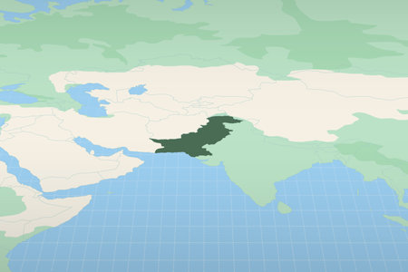Pakistan highlighted on a detailed map, geographic location of Pakistan. Vector Map.のイラスト素材