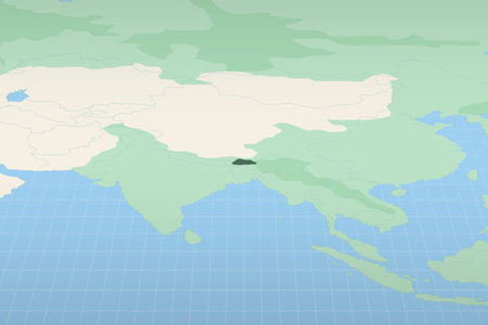 Bhutan highlighted on a detailed map, geographic location of Bhutan. Vector Map.のイラスト素材