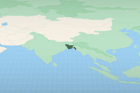 Bangladesh highlighted on a detailed map, geographic location of Bangladesh. Vector Map.のイラスト素材