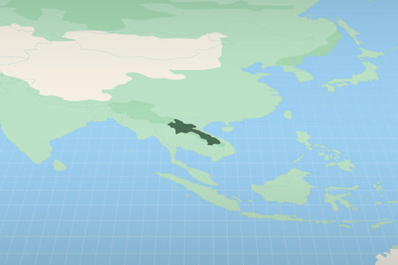 Laos highlighted on a detailed map, geographic location of Laos. Vector Map.のイラスト素材