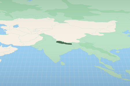 Nepal highlighted on a detailed map, geographic location of Nepal. Vector Map.のイラスト素材