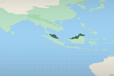 Malaysia highlighted on a detailed map, geographic location of Malaysia. Vector Map.のイラスト素材