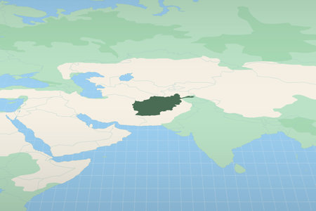 Afghanistan highlighted on a detailed map, geographic location of Afghanistan. Vector Map.のイラスト素材