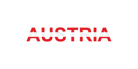 Letters Austria in the style of the country flag. Austria word in national flag style. Vector illustration.のイラスト素材