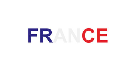 Letters France in the style of the country flag. France word in national flag style. Vector illustration.のイラスト素材